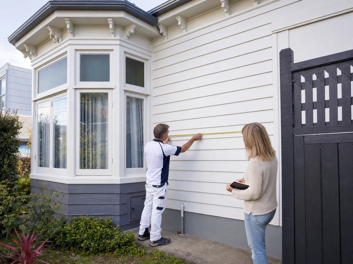 House painter completing a detailed Auckland site visit before quoting