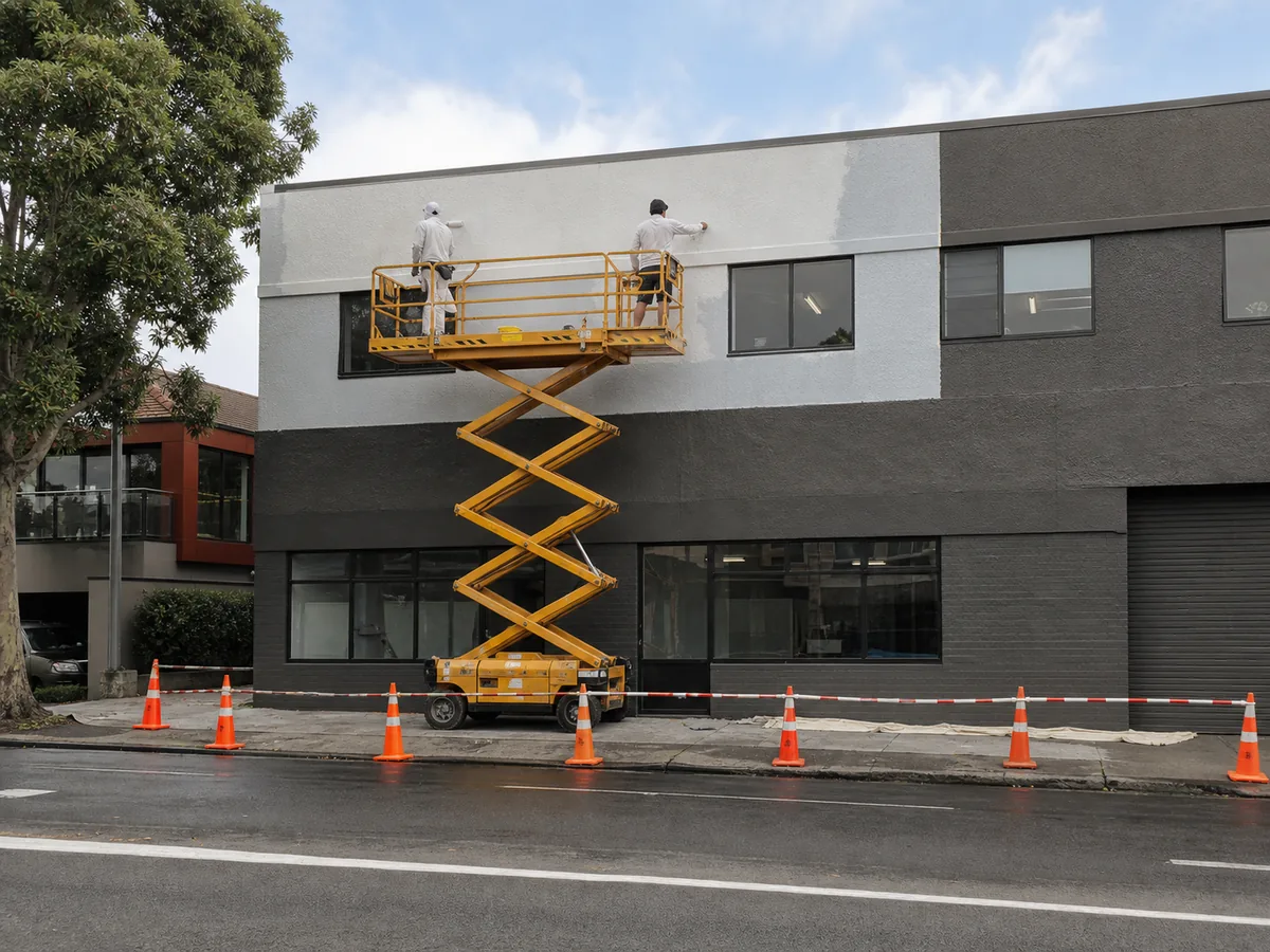 Commercial repaint access set up safely on an Auckland building