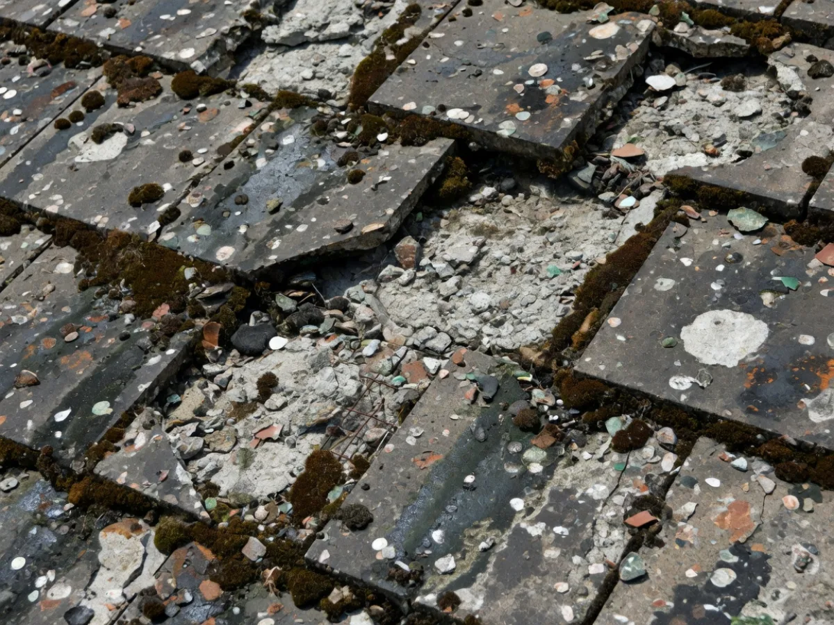 Severely failed mineral roof surface where replacement is wiser than coating, Tomar Contracting Auckland