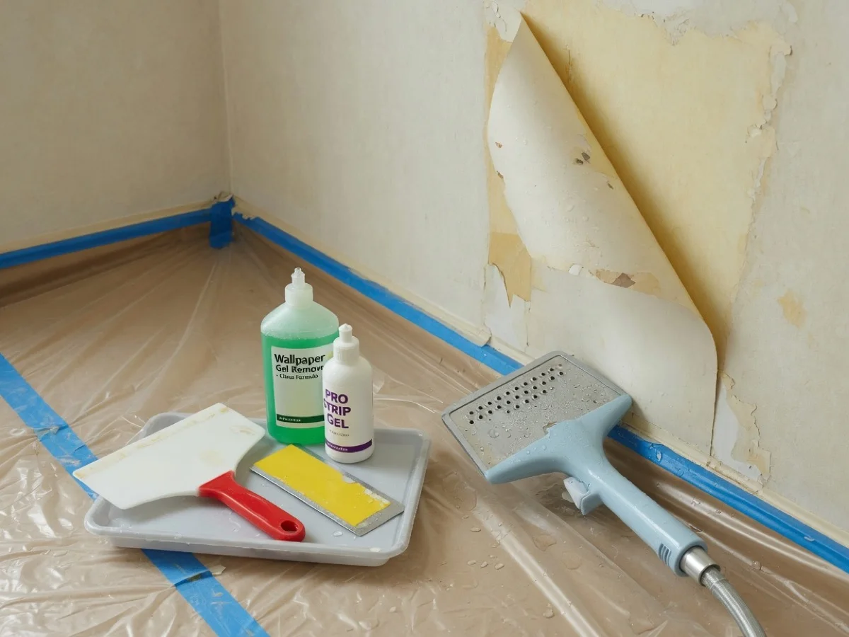 Careful wallpaper strip method with steamer and protected floors, Tomar Contracting Auckland